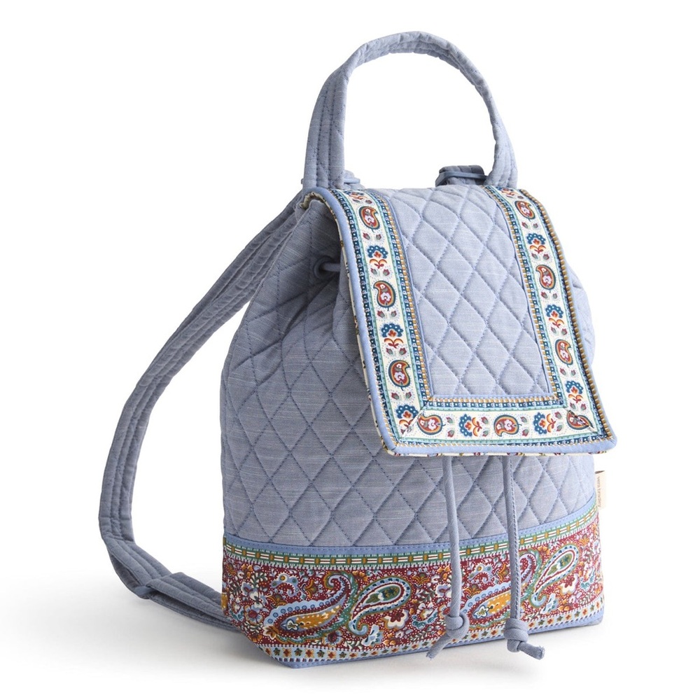 Vera Bradley Light Blue Quilted Paisley Accent Backpack - Picture 3 of 16